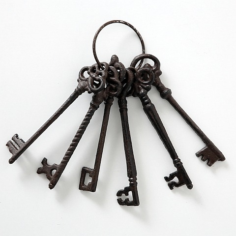 Billede af Nøgler i støbejern, bundt med 6 stk.