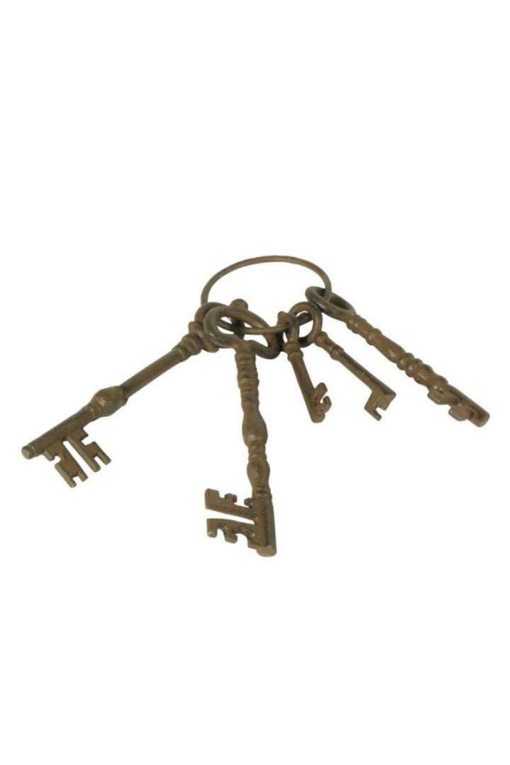 Nøgler i støbejern, bundt med 5 stk.