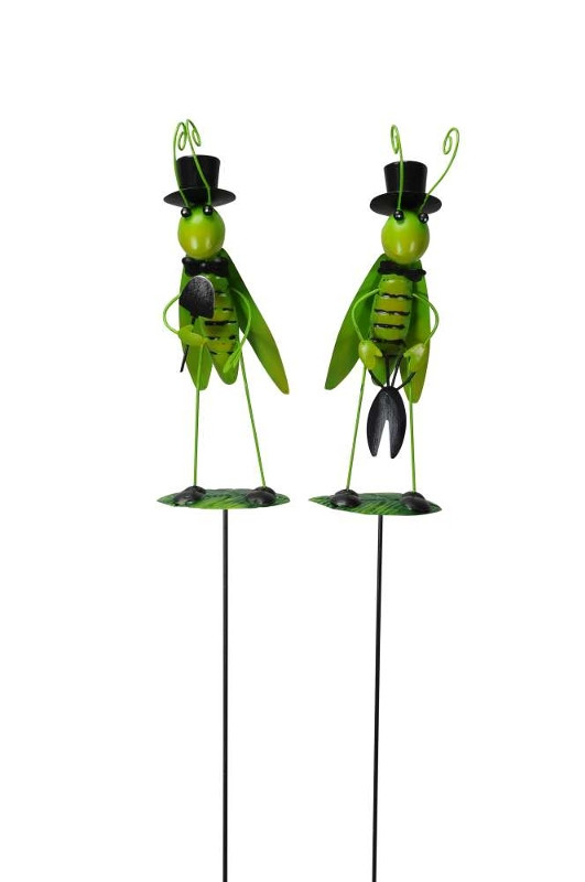Græshopper med hat og butterfly, sæt med 2